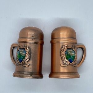Vintage copper, Montana, memorabilia salt and pepper shaker set